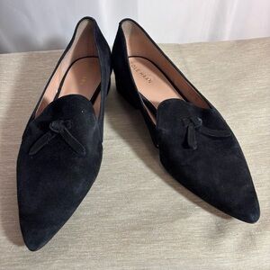 COLE HAAN Sz 10B Grand 360 Suede Slip On Slide Loafers Pointy Toe Bow